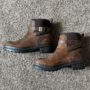 Women’s Muck Boots Liberty Ankle Rain Boots Brown Leather Waterproof Size 9